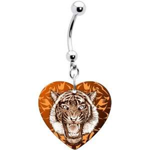  Heart Roaring Tiger Belly Ring Jewelry
