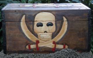   Caribbean Pirates Treasure Chest Skull and Sabers Tiki Bar  