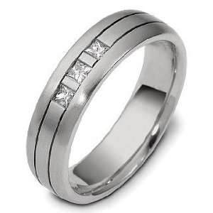  Comfort Fit Platinum 3 Diamond Wedding Ring   5 Dora 