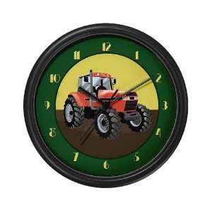  Red and Green Farm Tractor Wall Art Clock