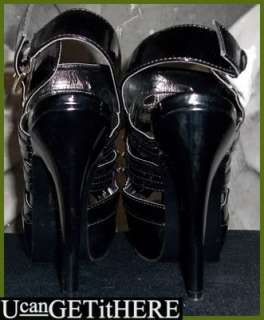Womens Shoedazzle Domino Black Patent Leather Pumps 8 NEW 5.5 High 