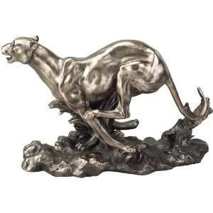  Xoticbrands 17w Bronze Cheetah Wildlife Desktop Statue 