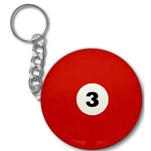  THREE BALL Pool Billiards 2.25 Button Style Key Chain 