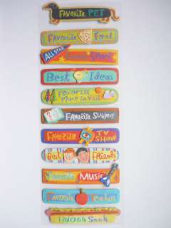 Favorites Phrases Place Music Snack K&Co 3 D Sticker  