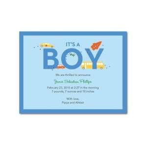    Boy Birth Announcements   Big Letters Sea Blue By Migi Baby