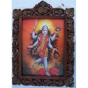  Lord Maa Maha Kali Poster Painting in Wood Craft Frame 