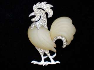   HATTIE CARNEGIE Brooch Pin Figural Rooster Lucite Thermoplastic  