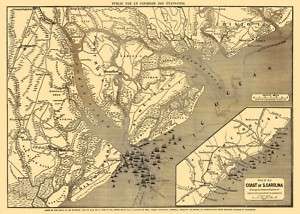 BEAUFORT/SAVANNAH/CHARLESTON/HHI (SC) MAP 1863 MOTP  