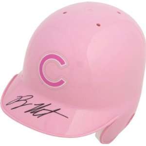  Ryan Theriot Chicago Cubs Autographed Riddell Pink Mini 