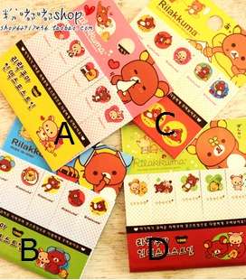 Rilakkuma Bear Themed 4 Styled Memo Sticker Note Pad Sticky Marker 
