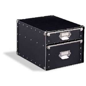  2 Drawer File Bin Black with Silver Accents by Organize It 