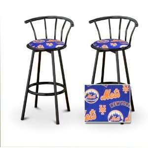  2 New York Mets Baseball Soft FleeceMLB Custom Black Barstools 