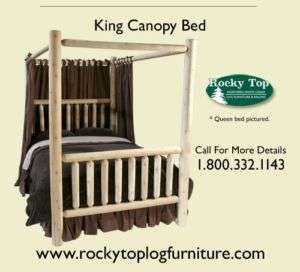 King Log Canopy Bed, Cedar Rustic Log Furniture  