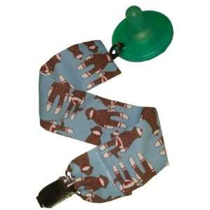  Blue Sock Monkey Pacifier/Binky Clip Baby