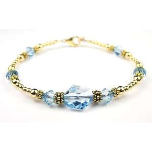  Birthstone 14K Gold Swarovski Crystal Handmade Beaded Bracelets 