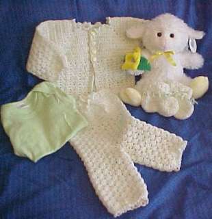 Hand Crochet Baby Sweater and Pants Set  