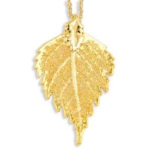  24k Gold Dipped Birch Leaf w/ Gold plated Chain Length 20 