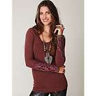 Free People Crafty Cuff Thermal Top Shirt L Large Mulberry 