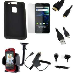  Skin Soft Rubber Case (Black) + Clear LCD Screen Protector + Black 