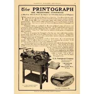  1909 Ad Printograph Millionaire Typewriter Machine 