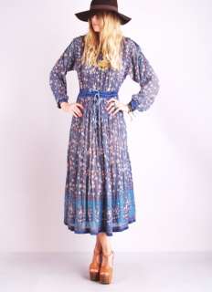  INDA GAUZE Cotton Sheer Gypsy TIE SHOULDERS Hippie Festival MAXI DRESS