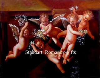 Painting French Rococo Cherubs signed Nicolas Faberge  