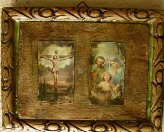 Old Christian Art   2 Icons of Jesus on Aged Wood  