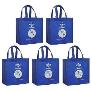  Reusable Grocery Tote Bags, Blue 5 Pack A World of Thanks 