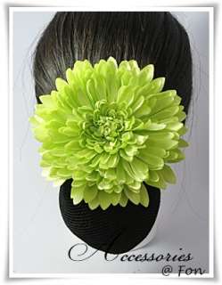 Beautiful Big Green Chrysanthemum Barrette Clip Snood Hair Net Hair 