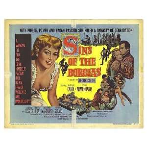  Sins Of The Borgias Original Movie Poster, 28 x 22 (1955 
