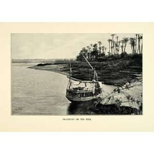  1901 Print Travel Nile River Egypt Africa Palm Trees Beach 