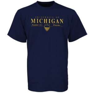  Michigan Wolverines Navy Blue Shield Emblem T shirt 