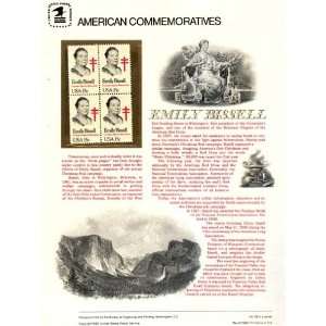 American Commemorative Sheet with Block of 4 MNH Stamps Emily Bissell 