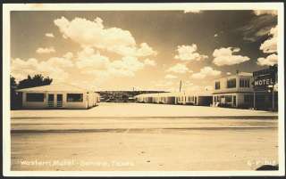   Texas TX 1950s Real Photo Vintage Postcard Roadside View Western Motel