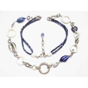  Cruise Collection  Long Blue and White Link Necklace with 