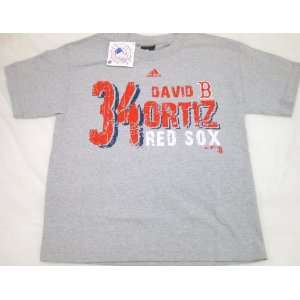 MLB Adidas Red Sox David Ortiz Youth T Shirt Large Grey  