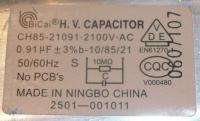 BiCai 0.91 uF Microwave Capacitor CH85 21091 2100V AC  