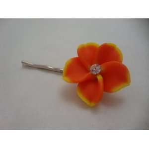    NEW Orange Plumeria Flower Hair Bobby Pin, Limited. Beauty