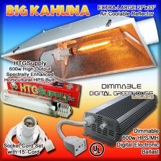 600 watt DIMMABLE DIGITAL GROW LIGHT KIT 600w HPS w BALLAST BULBS HOOD 