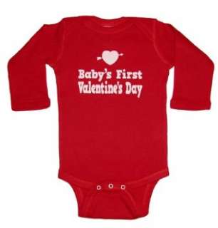   First Valentines Day Baby Long Sleeve One Piece Bodysuit Clothing