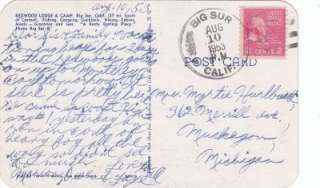 1953 Redwood Lodge & Camp Big Sur, CA Vintage Postcard  