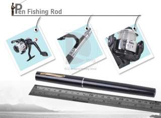 Telescopic saltwater 39inch Fishing Rod Black Pen Pole Reel & Nylon 