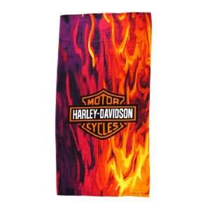  Logo and Flames Harley Davidson Beach Towel 30 in. X 60 in 