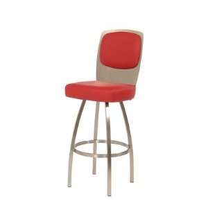   Bar Stool in Brushed Steel with Red Leather Seat Height 35 Spectator
