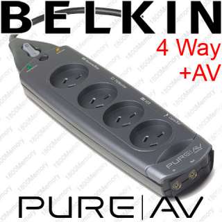 BELKIN PureAV Surge Protector 6 Way TEL +AV Power Board  