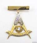 1929 Deputy Grand Master .52ct White Sapphire Masonic Medal   14k Gold 