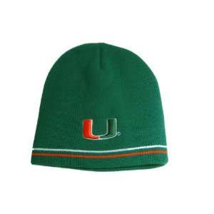  University of Miami Winter Knitted Beanie Cap Hat Green 