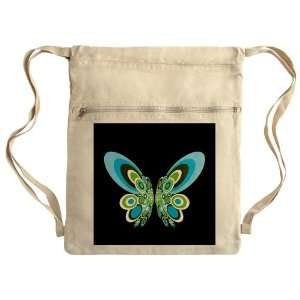  Messenger Bag Sack Pack Khaki Retro Blue Butterfly Blck 