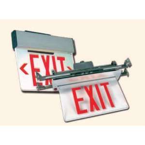 EXIT sign   Edge Lite,Surface Mount Case/Housing,RED on Clear,Battery 