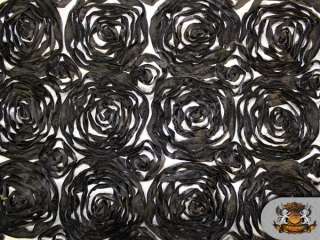 TONE ROSETTE SATIN FABRIC BLACK AND WHITE / 54 WIDE / SOLD BY THE 